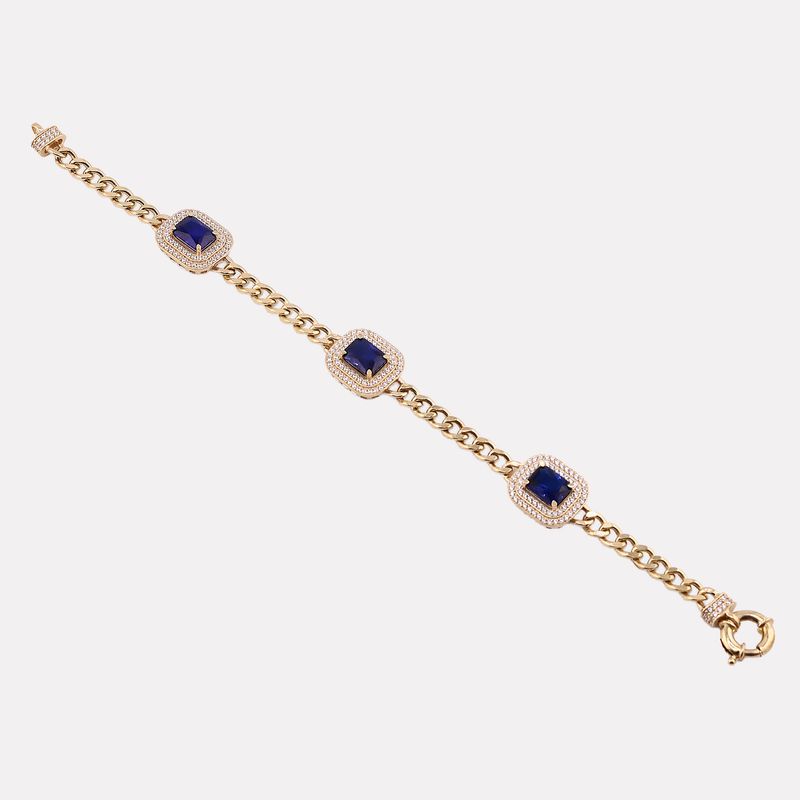 Pulso C/p Azul Cuad. 14k 10.8g 18cm